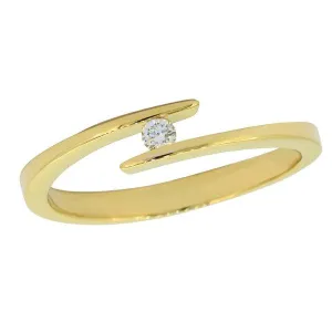 Solitaire en or jaune serti d'un diamant.