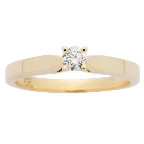 Solitaire en or jaune serti d'un diamant.