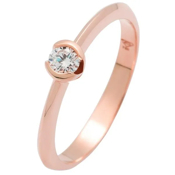 Solitaire en or rose sertie d'un diamant.