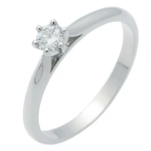 Solitaire or blanc 6 griffes serti d'un diamant