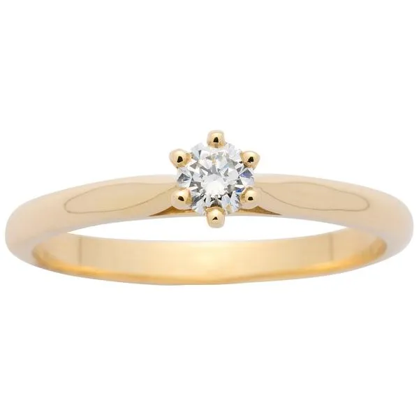 Solitaire or jaune 6 griffes serti d'un diamant.