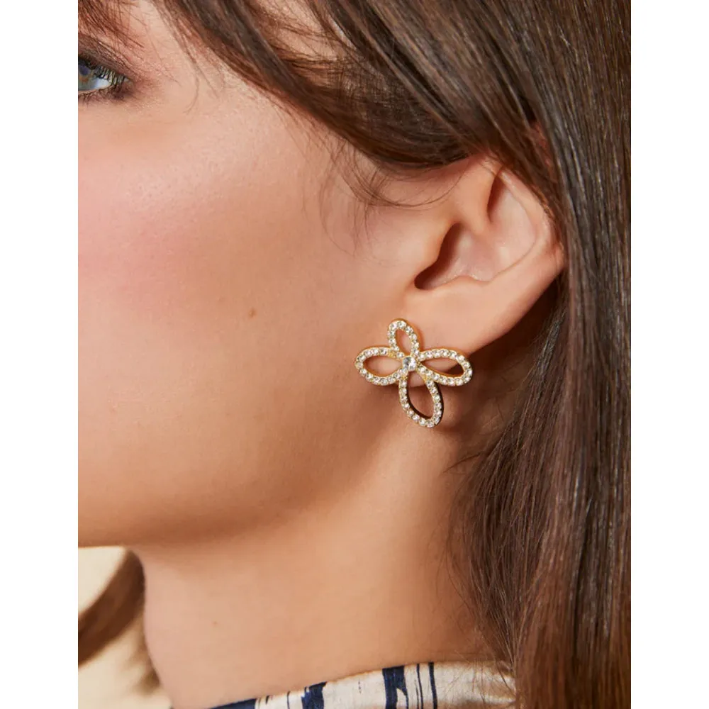 Spartina Louise Flower Crystal Stud Earrings