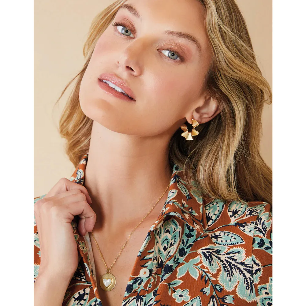 Spartina Ruffle Hoop Earrings Gold