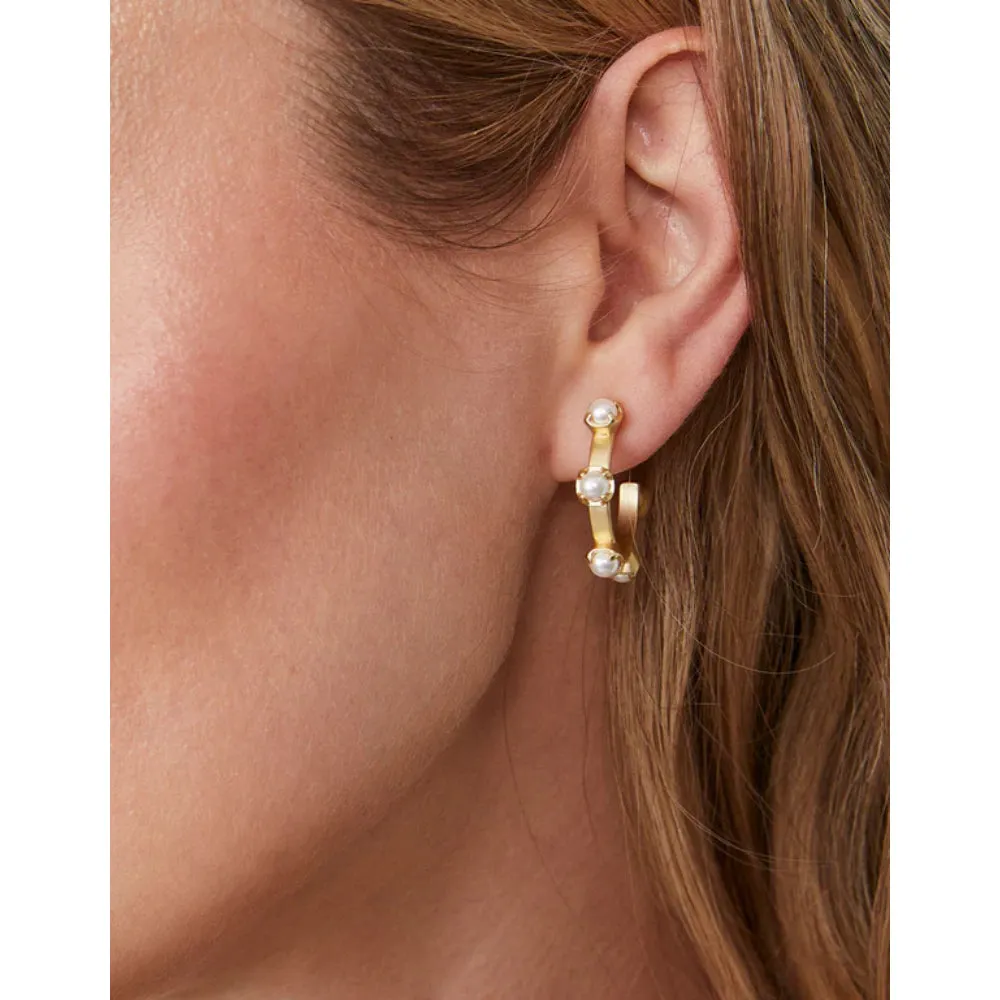 Spartina Stand Out Midi Hoop Earrings-Pearl