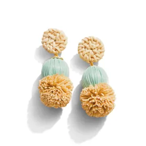 Spartina Straw Pom Earrings - Sea Foam