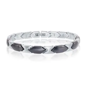 Stainless Steel Black Ceramic Bracelet, 7"
