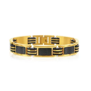 Stainless Steel Black Rubber and GP with Carbon Fiber Bracelet