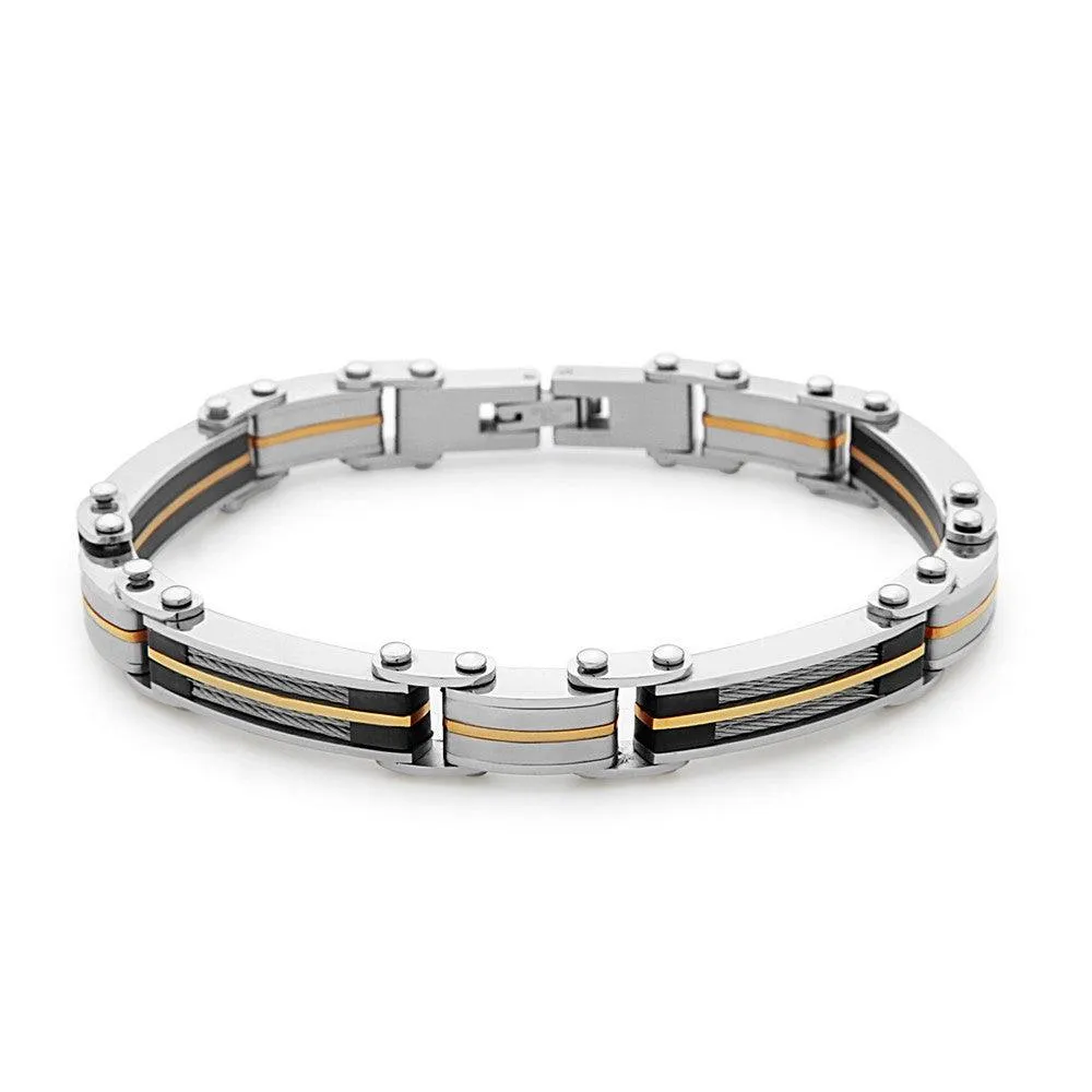 Stainless Steel Cable and GP Links Bracelet, 8.5"