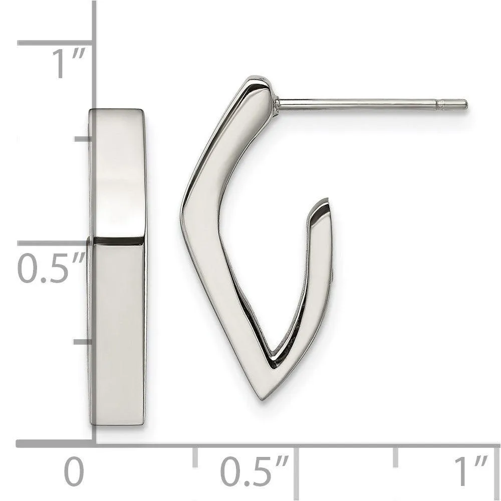 Stainless Steel Polished J Post Earrings