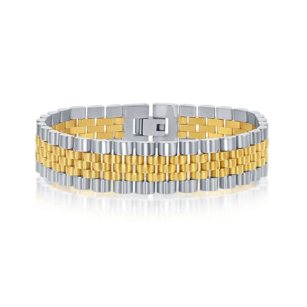 Stainless Steel Two-Tone Gold Plated Bracelet, 8.5"