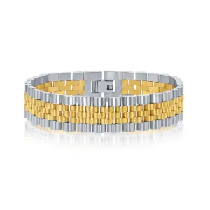 Stainless Steel Two-Tone Gold Plated Bracelet, 8.5"