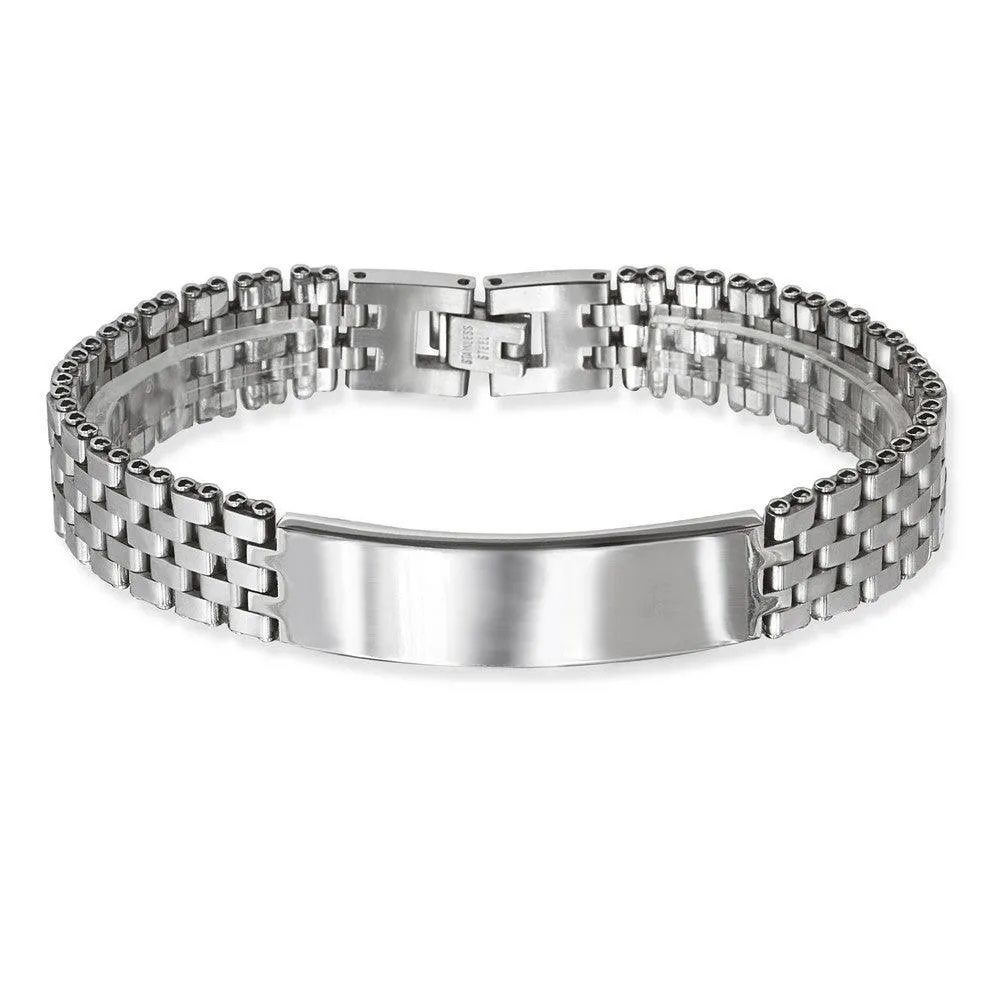Stainless Steel Watch Style with Bar Bracelet, 8.5"