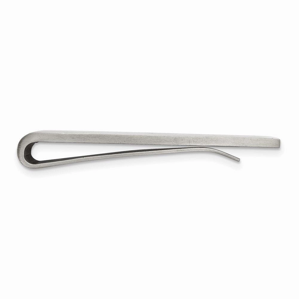 Stainless Steel Sterling Silver Inlay Brushed w/ CZ Money Clip