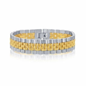 Stainless Steel Two-Tone Gold Plated Bracelet, 8.5"