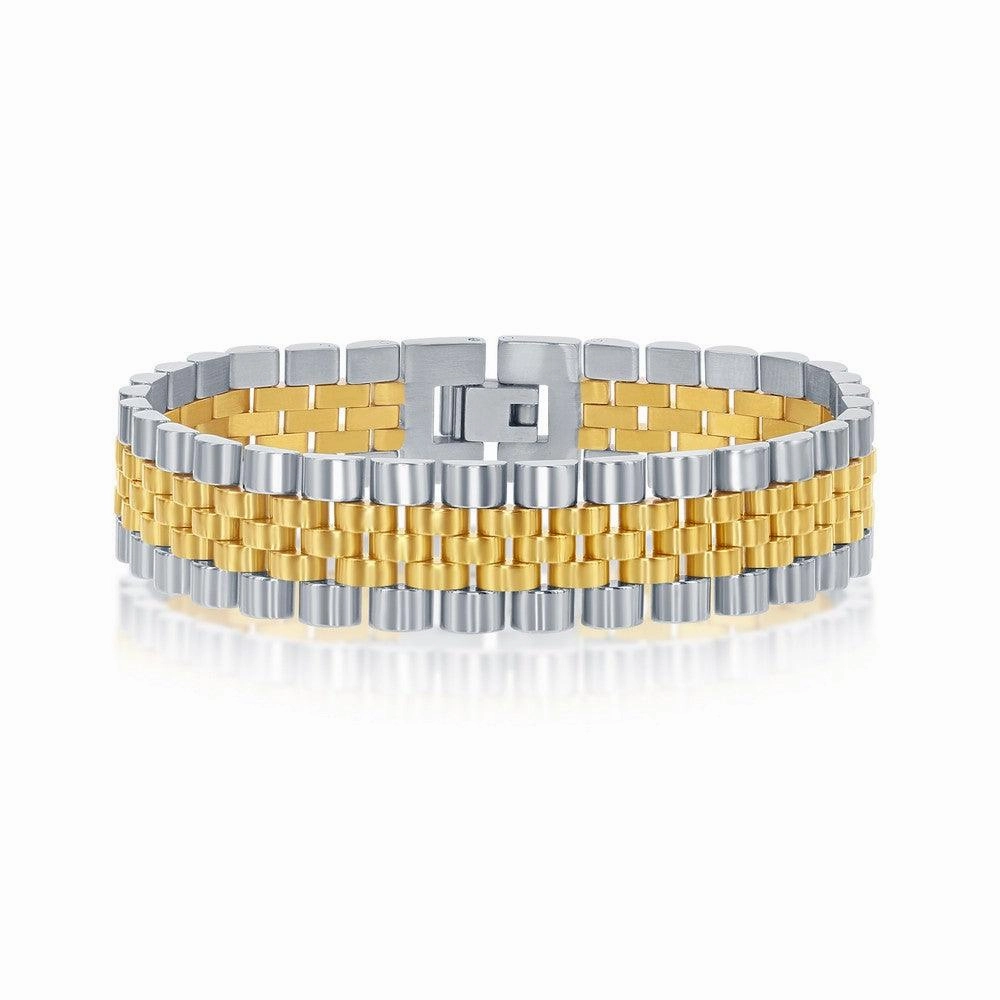 Stainless Steel Two-Tone Gold Plated Bracelet, 8.5"