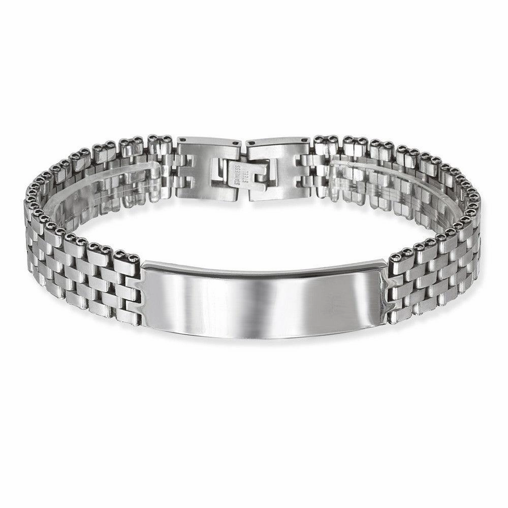 Stainless Steel Watch Style with Bar Bracelet, 8.5"