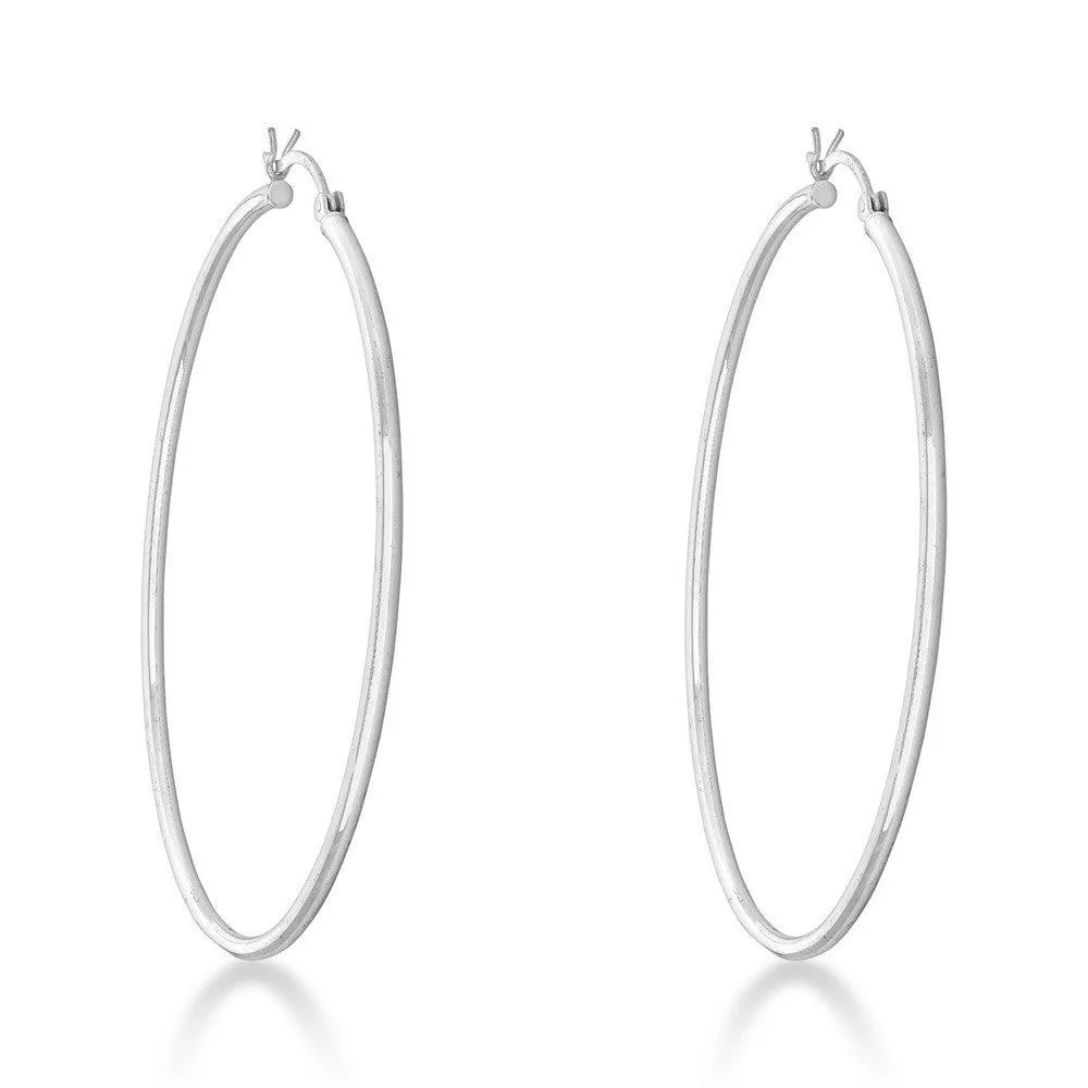 Sterling Silver 2x60mm High-Polished Hoop Earrings