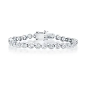 Sterling Silver 3mm Bezel-Set Round CZ Tennis Bracelet, 7"