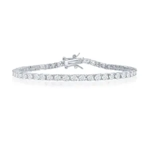 Sterling Silver 3mm Prong-Set Round CZ Tennis Bracelet, 7.5"