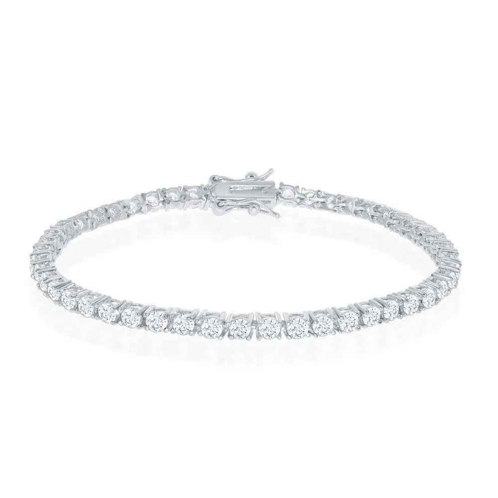 Sterling Silver 3mm Prong-Set Round CZ Tennis Bracelet, 7.5"