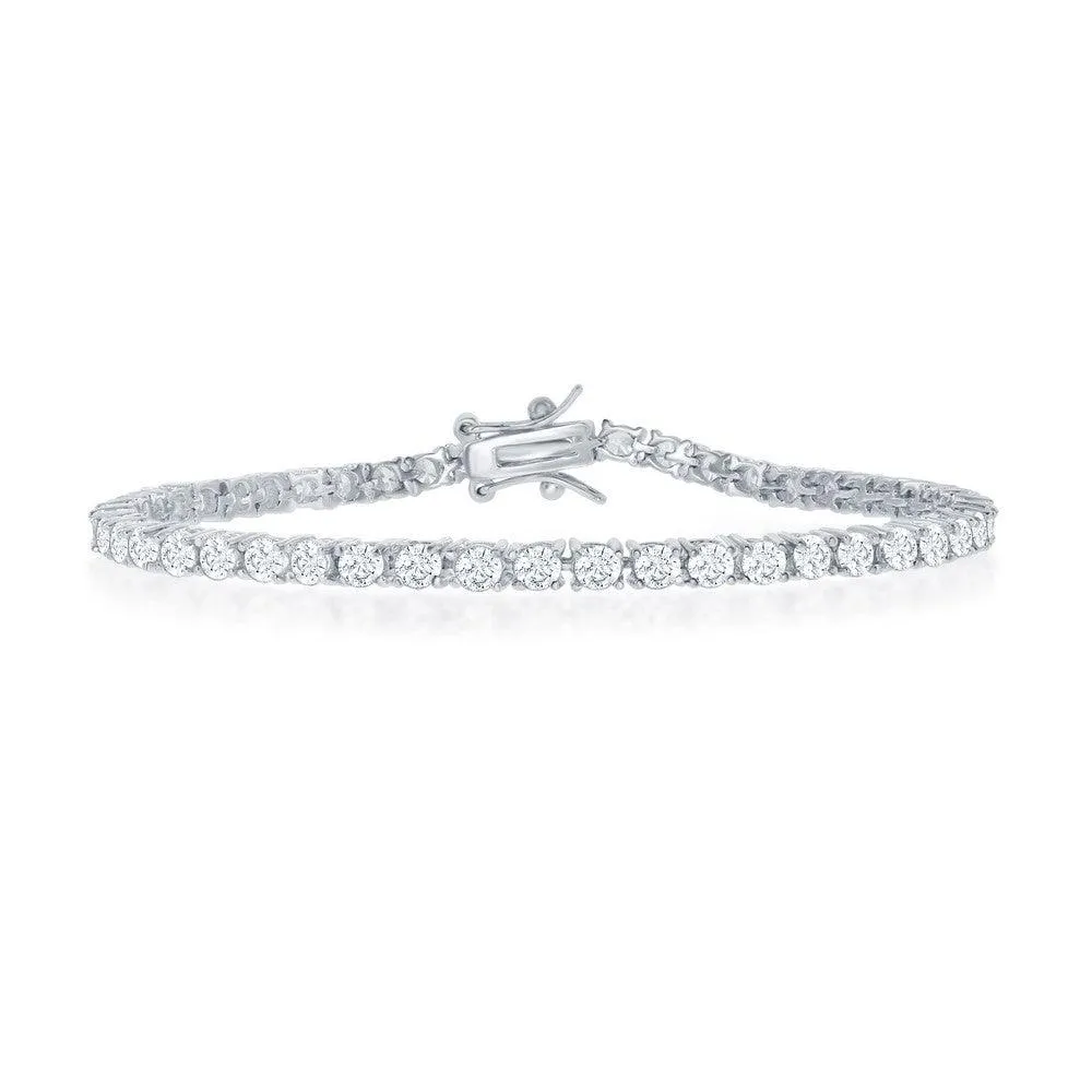 Sterling Silver 3mm Prong-Set Round CZ Tennis Bracelet, 7.5"