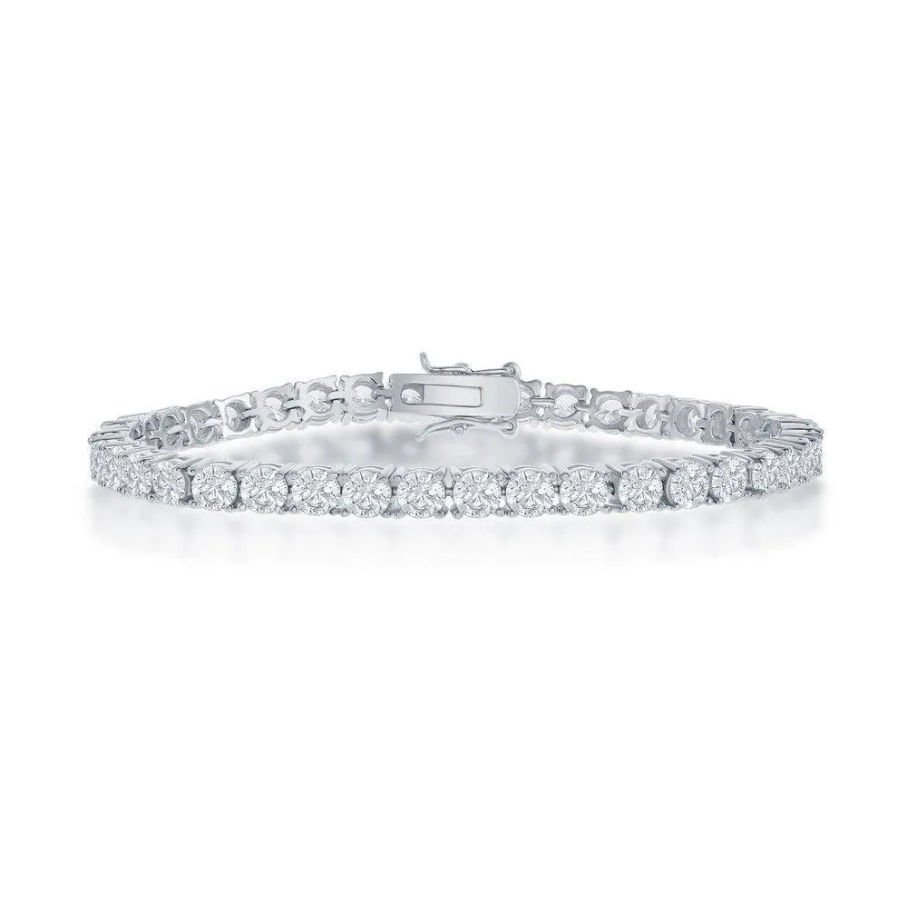 Sterling Silver 4mm Prong-Set Round CZ Tennis Bracelet, 7.5"
