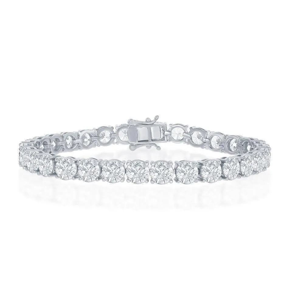 Sterling Silver 6mm Prong-Set Round CZ Tennis Bracelet, 7.5"