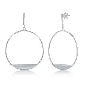 Sterling Silver Bar with Designed Hoop Earrings