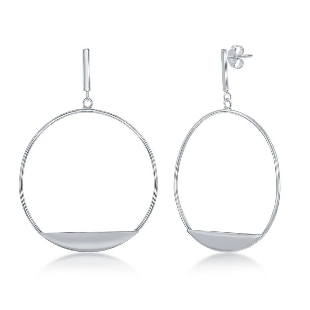 Sterling Silver Bar with Designed Hoop Earrings