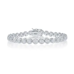 Sterling Silver Bezel Set 4mm CZ Tennis Bracelet, 7"