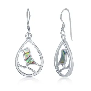 Sterling Silver Bird Pearshaped Earrings - Abalone