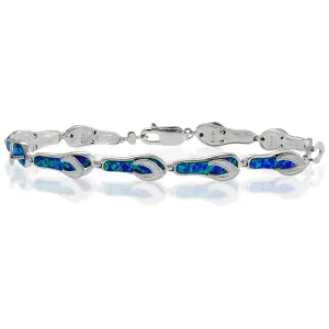 Sterling Silver Blue Inlay Opal Flip-Flop Link Bracelet, 7.5"