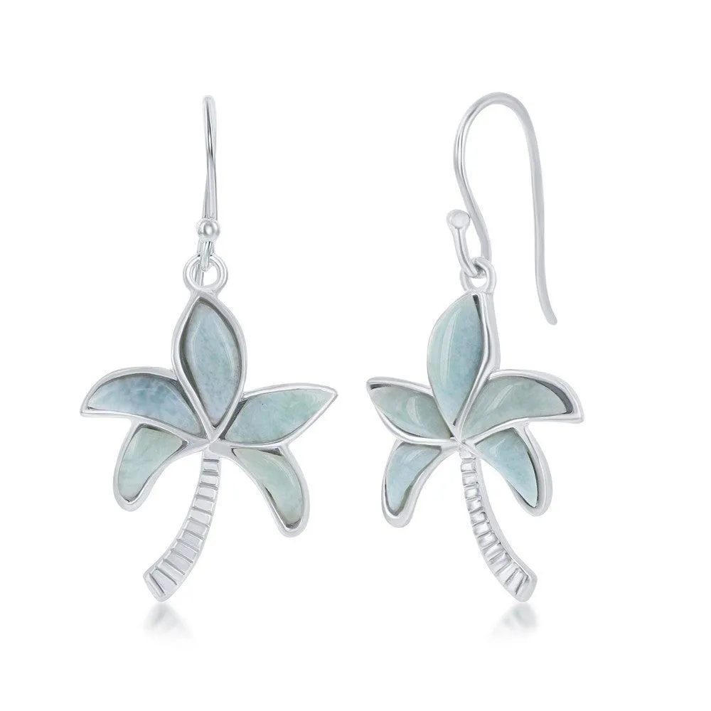 Sterling Silver Blue Larimar Palm Tree Earrings