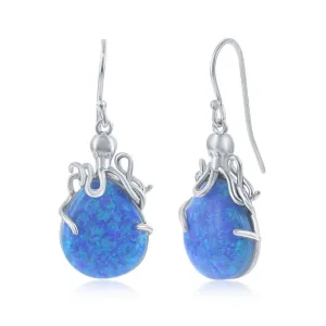 Sterling Silver Blue Opal Octopus Earrings