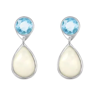 Sterling Silver Blue Topaz and Mother of Pearl Earrings