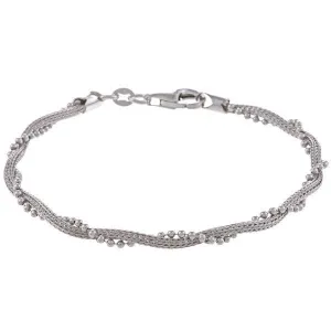 Sterling Silver Chain with Winding Beads Bracelet, 7"
