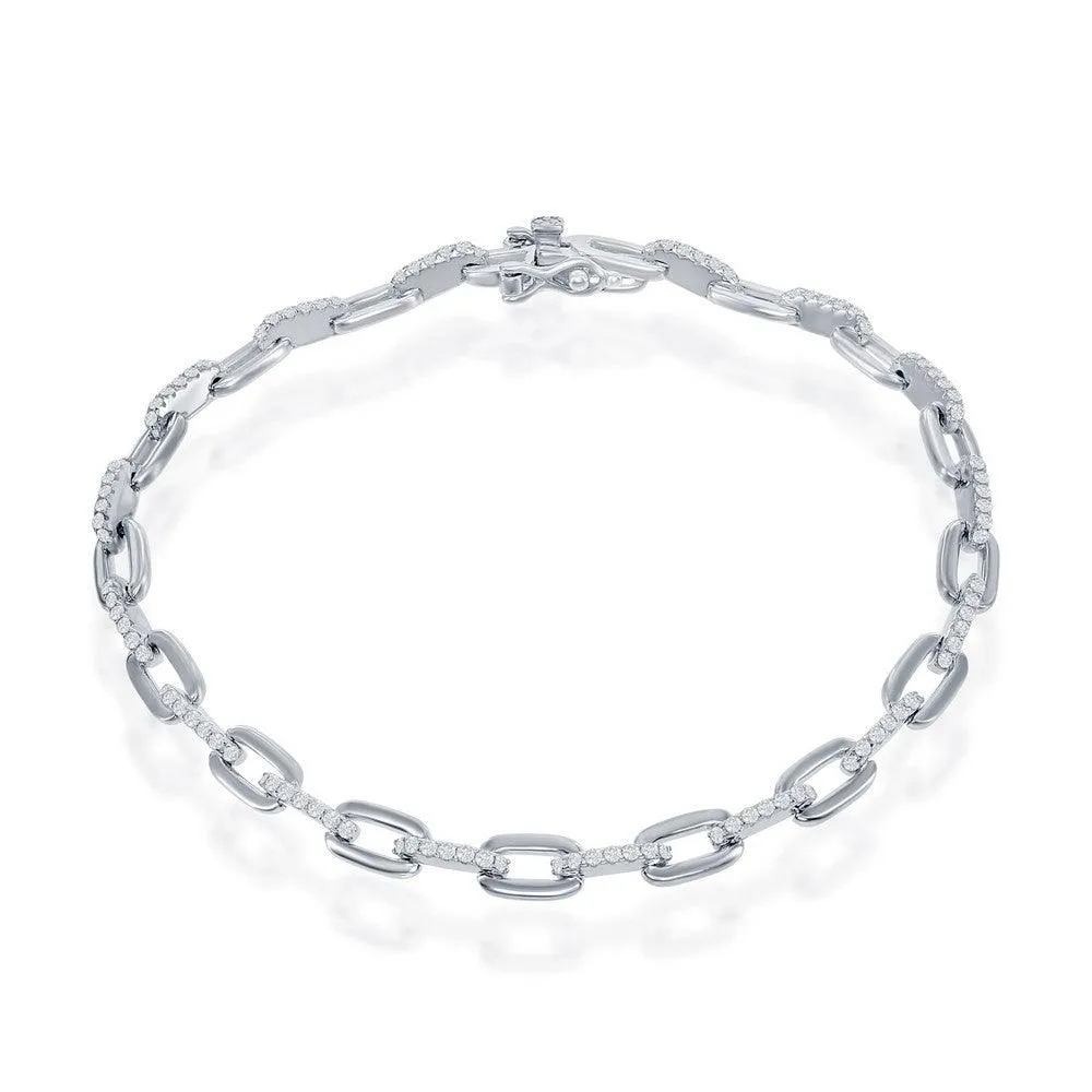 Sterling Silver Cubic Zirconia Linked Bracelet, 7"