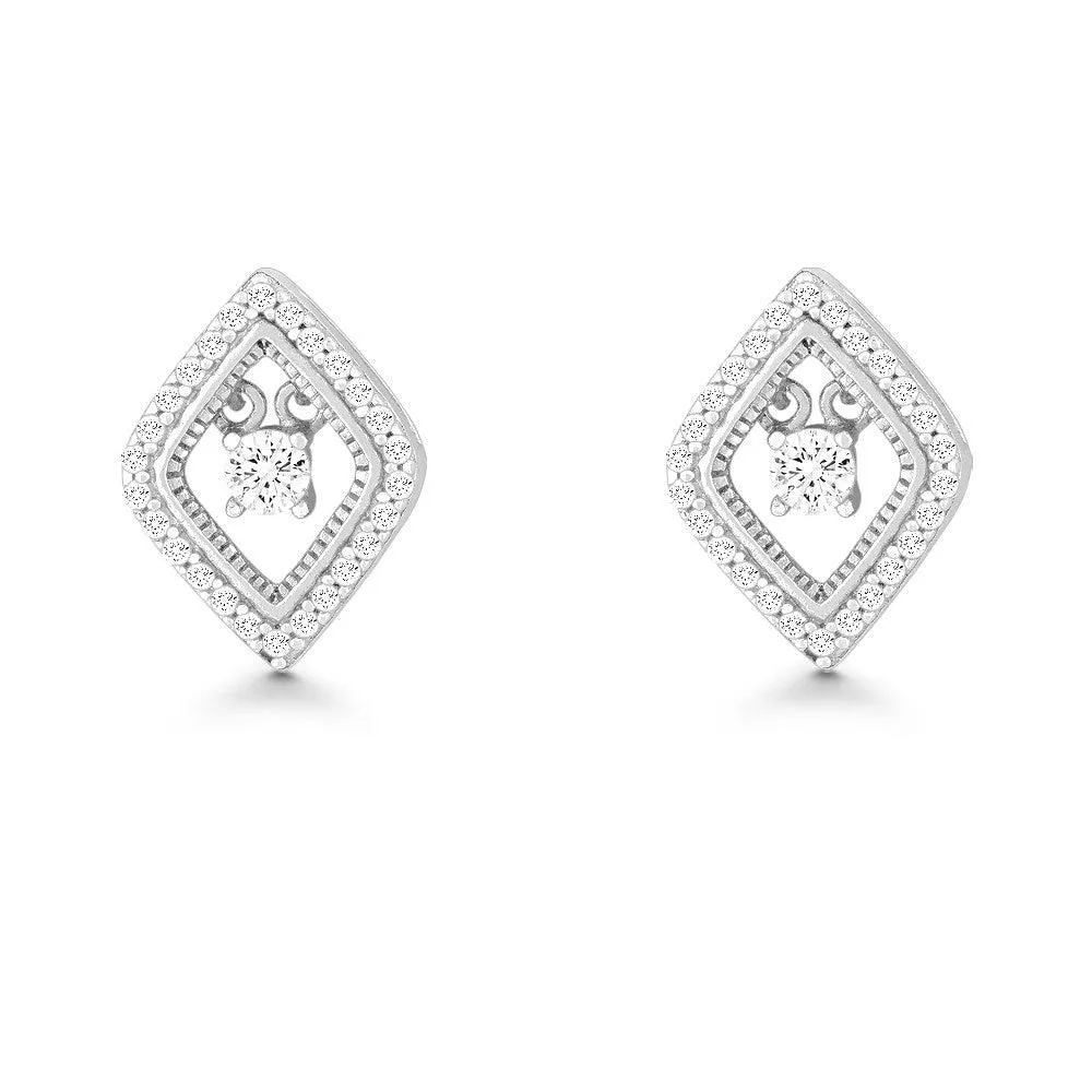 Sterling Silver Dancing Diamond Shaped Earrings