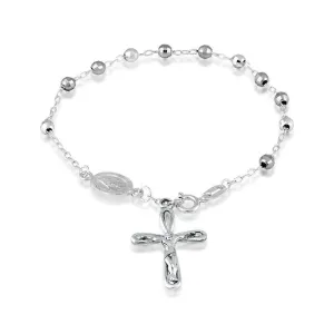 Sterling Silver Disco Balls Rosary Bracelet