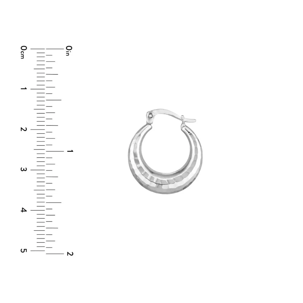 Sterling Silver Faceted Hoop Earrings