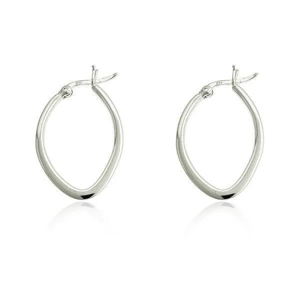 Sterling Silver Flat Oval Hoop Earrings