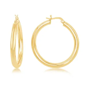 Sterling Silver GP High-Polished Hoop Earrings, 4 x 40 mm