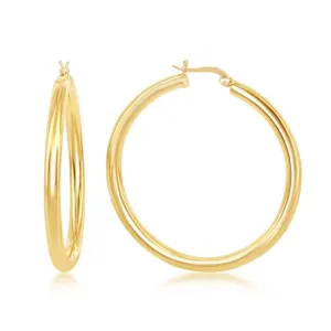 Sterling Silver GP High-Polished Hoop Earrings, 4 x 50 mm