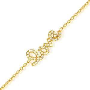 Sterling Silver GP LOVE Inscription Bracelet, 6"