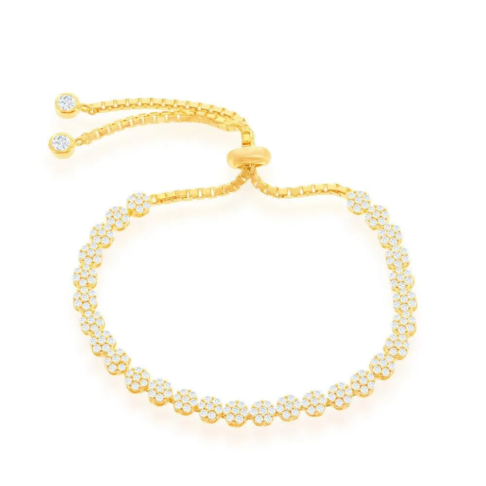 Sterling Silver GP Small Flower CZ Adjustable Bracelet