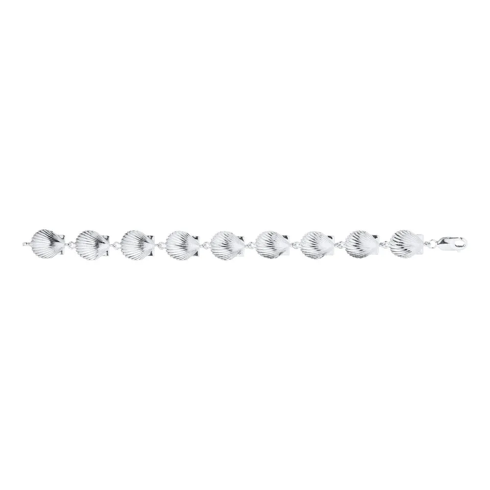 Sterling Silver Heavy Scallop Shelll Bracelet