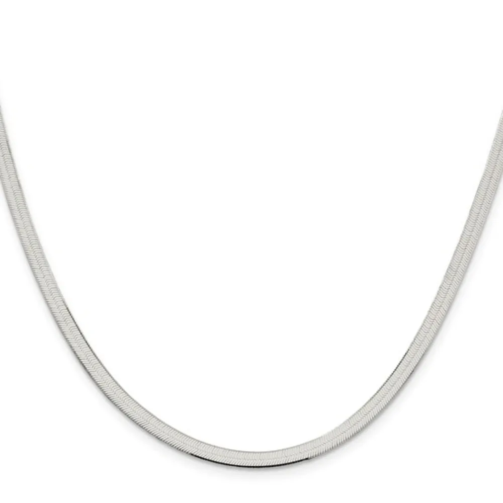 Sterling Silver Herringbone Chain Necklace, 24"