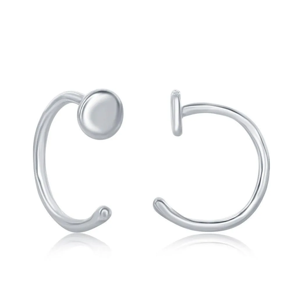 Sterling Silver High Polish Mini Disc Cuff Earrings