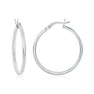 Sterling Silver High-Polished Hoop Earrings, 2 x 30 mm