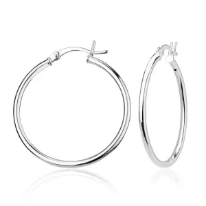 Sterling Silver High-Polished Hoop Earrings, 2 x 35 mm
